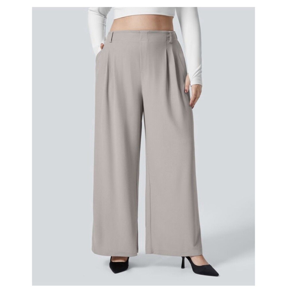 NWT Halara Flex™ High Waisted Pocket Wide Leg Grey 2X Work Plus Size Pant